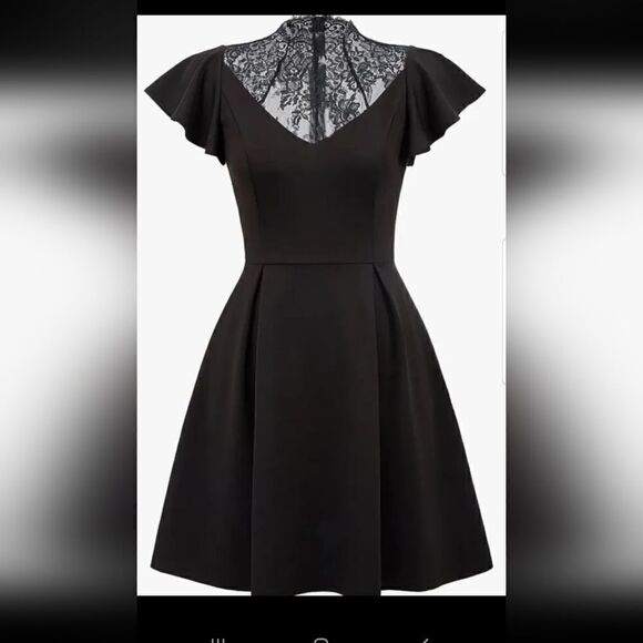 NWT Scarlet Darkness  Gothic Flutter Sleeve Lace Neck A-Line Dress Sz-22W - Picture 5 of 12